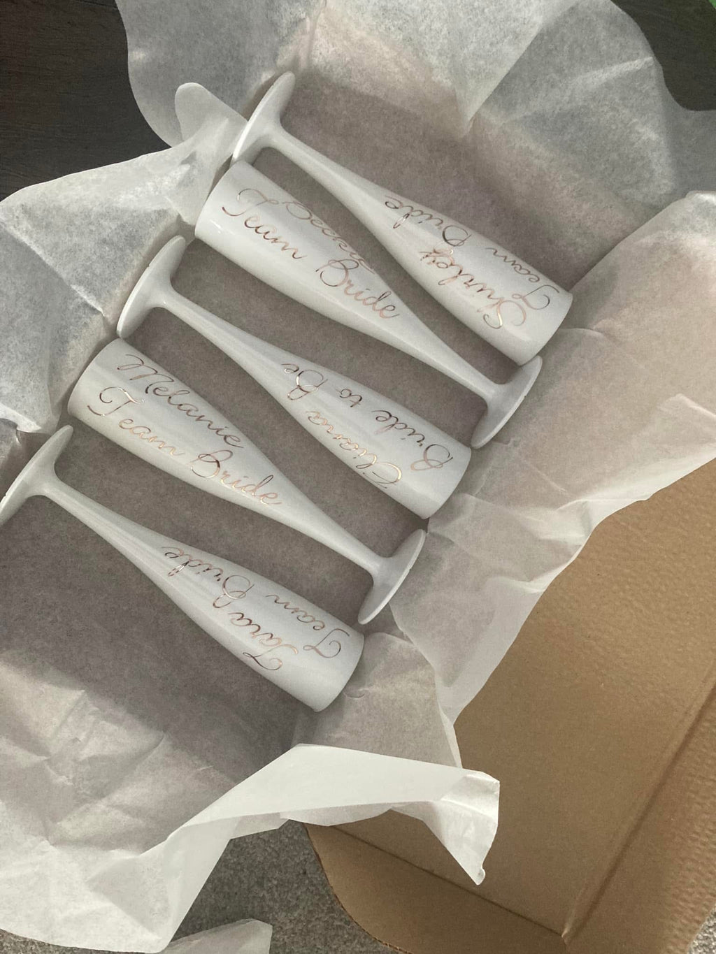 Personalised Plastic Champagne Flutes